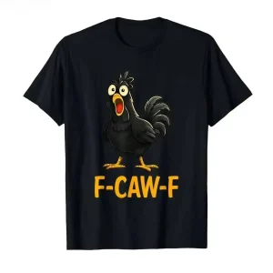 Vintage Funny Chicken T-Shirt – “F-CAW-F What the Heli” Poultry Humor Cotton Tee, Unisex Breathable Summer Top