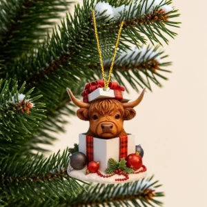 Highland Cow Christmas Advent Calendar – 24 Highland Cow Ornaments Xmas Countdown Calendar for Christmas Tree & Home Decoration