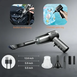 Handheld Mini Car Vacuum Cleaner – High Suction Cordless Vacuum with Dust Blower for Pet Hair & Car Interior Cleaning