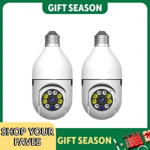 2PCS Smart Light Bulb Security Camera – 360° Wireless WiFi Indoor/Outdoor Camera, E27 Screw-In, 2.4GHz, App Control