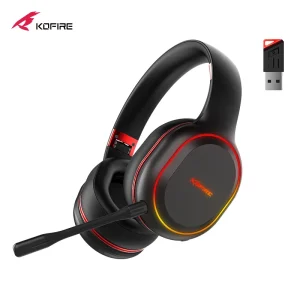 Kofire UG-05 Wireless Gaming Headset – 2.4G & Bluetooth 5.0, RGB Lights, Vibration, Noise-Canceling Mic, Compatible with PS4, PS5, PC & Nintendo Switch