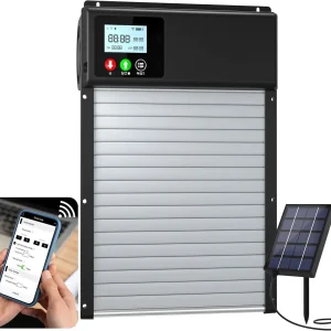 WiFi Smart Automatic Chicken Coop Door Opener – Solar Powered with 8000mAh Battery, Remote App Control, Timer & Light Sensor