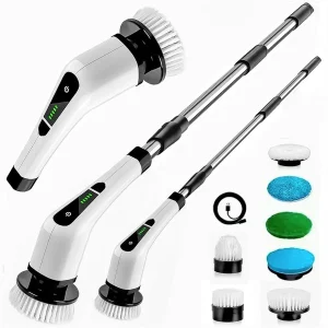 Cordless Spin Scrubber – Electric Power Cleaning Brush with 2 Speeds, 7 Replaceable Brush Heads & Extension Handle