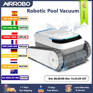 AIRROBO Robotic Pool Vacuum Cleaner – Smart Navigation Inground Pool Cleaner, Wall Climbing, 120-Minute Runtime