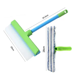 Window Cleaning Kit – Anti-Slip Silicone Squeegee with Wear-Resistant Microfiber Mop for Shower, Mirror, Glass Door & Car
