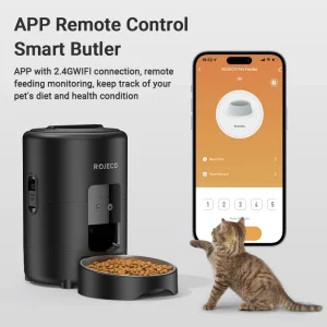 ROJECO Automatic Cat Feeder 2L Smart Pet Food Kibble Dispenser WiFi App Remote Control  Dog Feeder For Pet Cat Dog Accessories