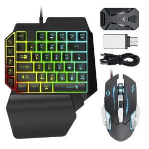 Keyboard & Mouse Converter Combo Set with Rainbow Backlight – Gaming Adapter for PS4, Xbox 360, Xbox One, Xbox Series X/S & Nintendo Switch