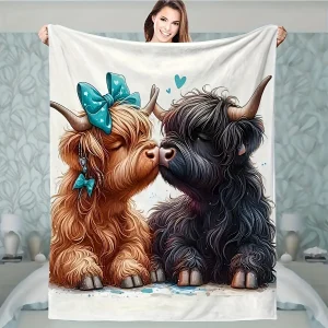Highland Cows Print Flannel Blanket