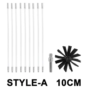 Chimney Brush Set with Long Handle Rods – 100mm / 150mm Flue Sweeping Brush, Air Duct & Dryer Vent Cleaning Tool
