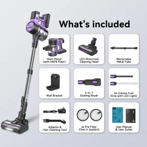 INSE S10 Cordless Vacuum Cleaner, 6-in-1 Stick Vacuum with 45Kpa Powerful Suction, Max 50 Min Runtime Rechargeable Battery