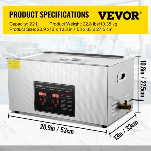 Ultrasonic Cleaner Stainless Steel – 2L / 3L / 6L / 10L / 22L / 30L Portable Ultrasonic Cleaning Machine for Home & Commercial Use